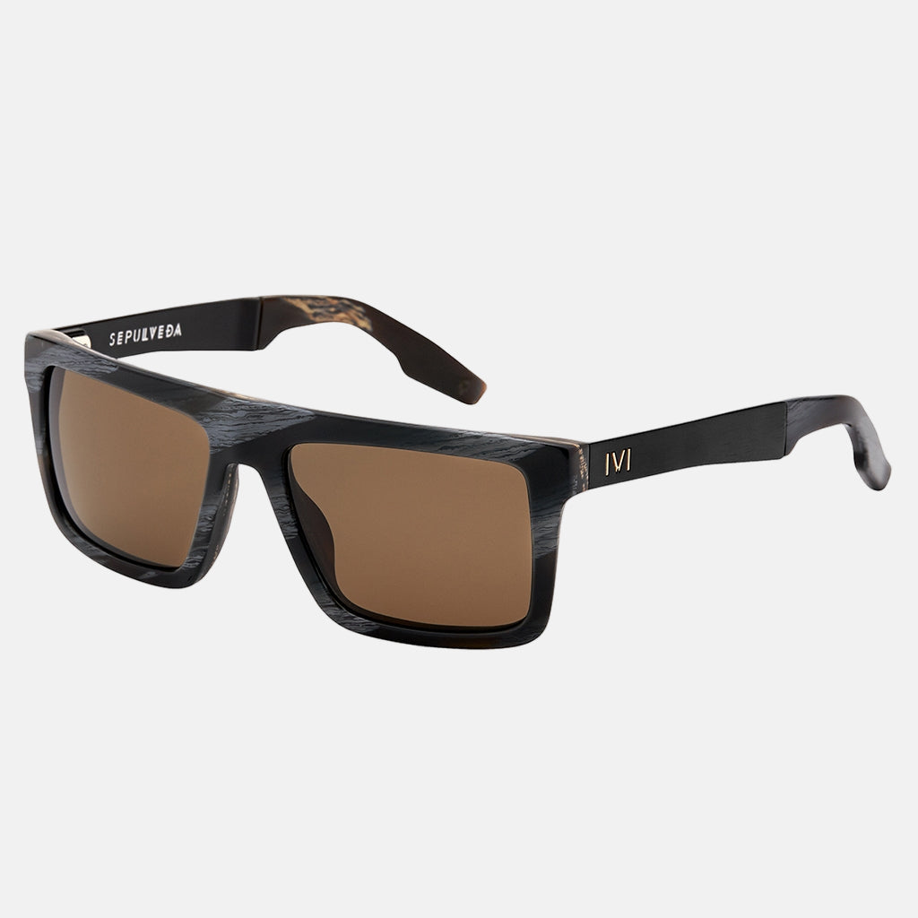 Sepulveda Sunglasses Polished Double Horn Brushed Black | Bronze Polarized Lens