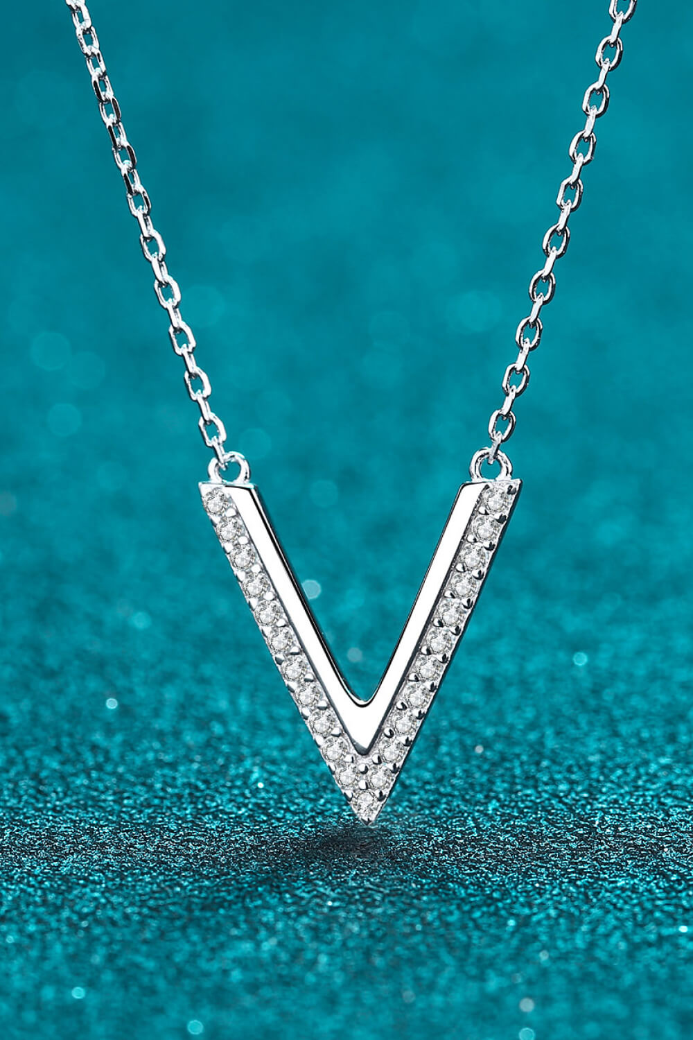 Sterling Silver 'V' Letter Pendant Necklace