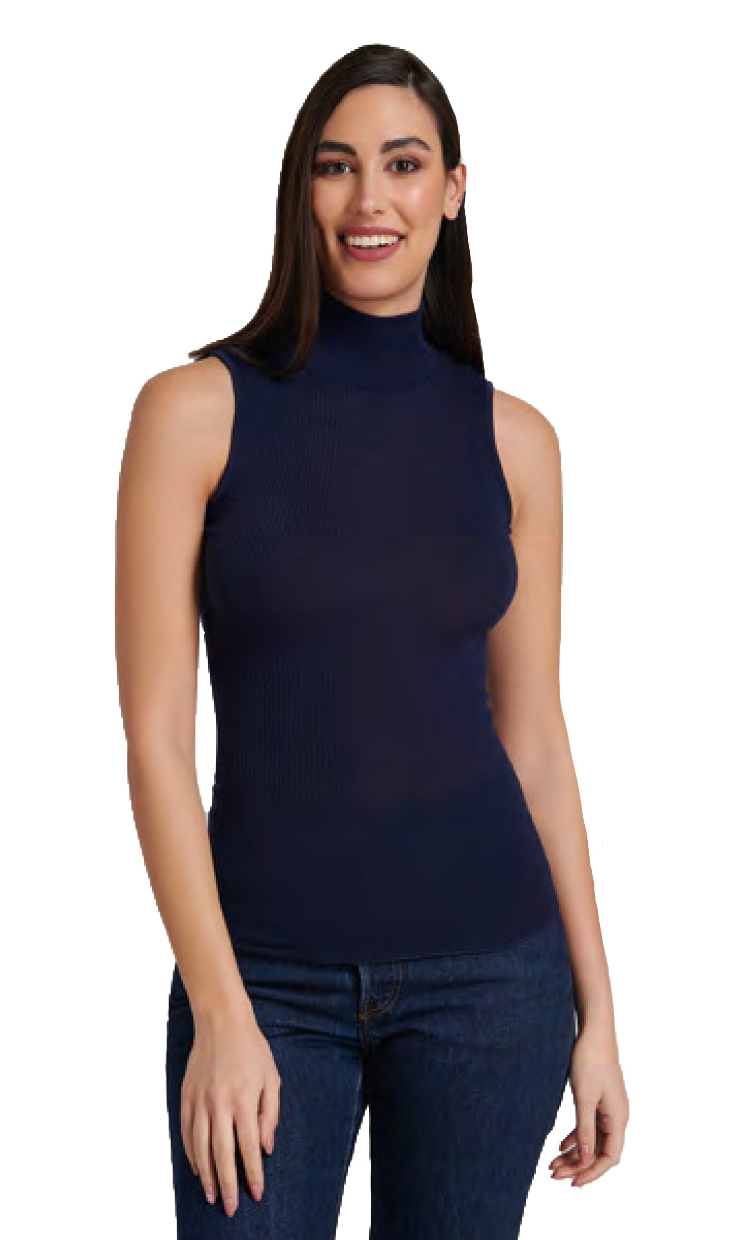 EGi Luxury Wool Silk Turtleneck Sleeveless Top 1484