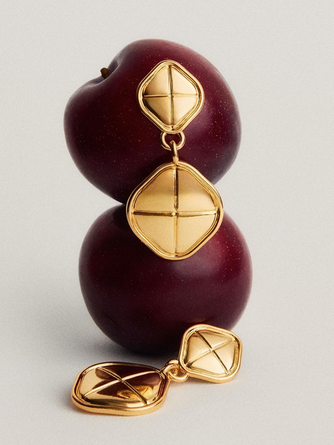 Stainless Steel 18K Gold-Plated Square Earrings