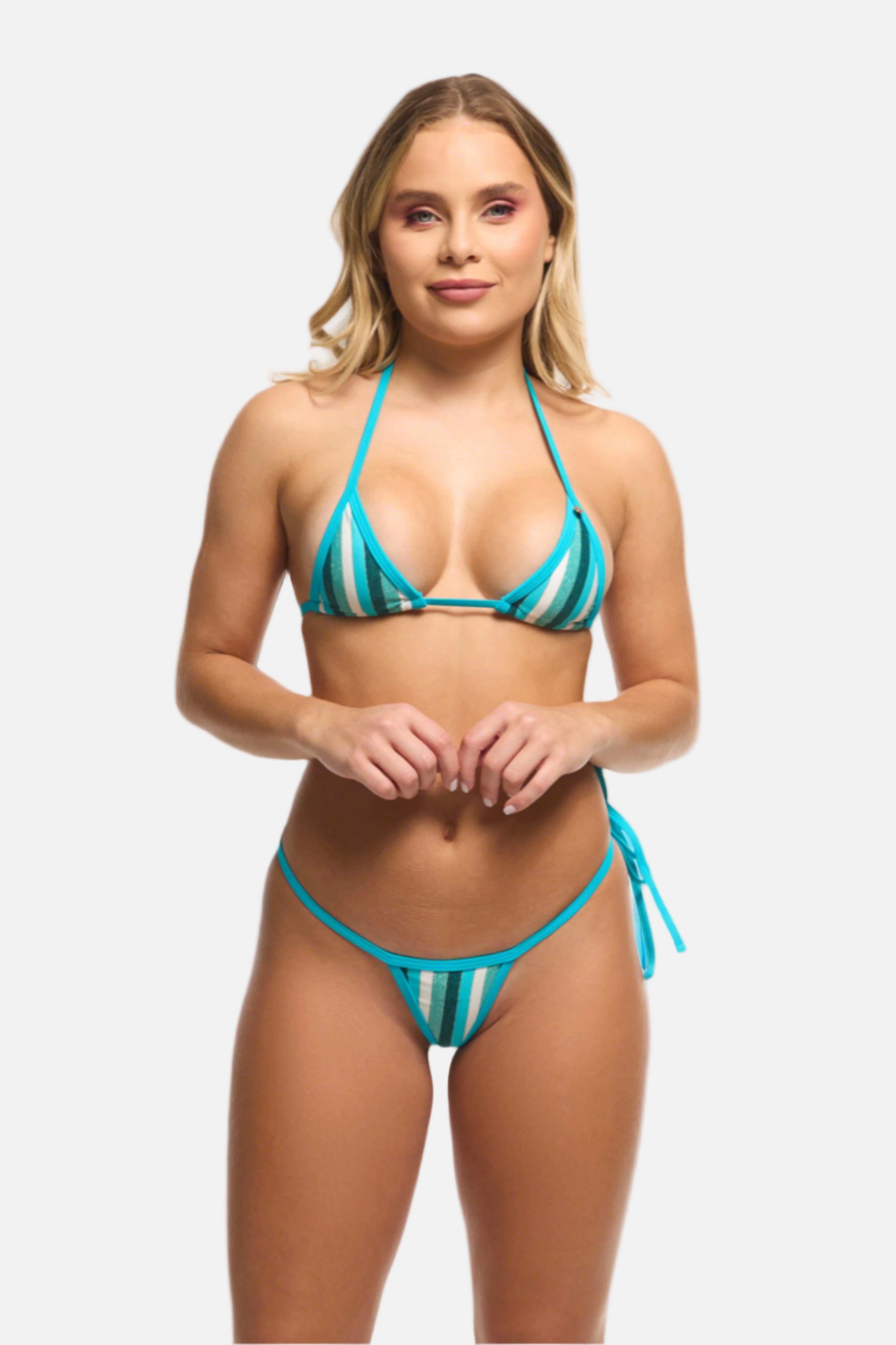 Micro Bikini Blue Stripes G-String