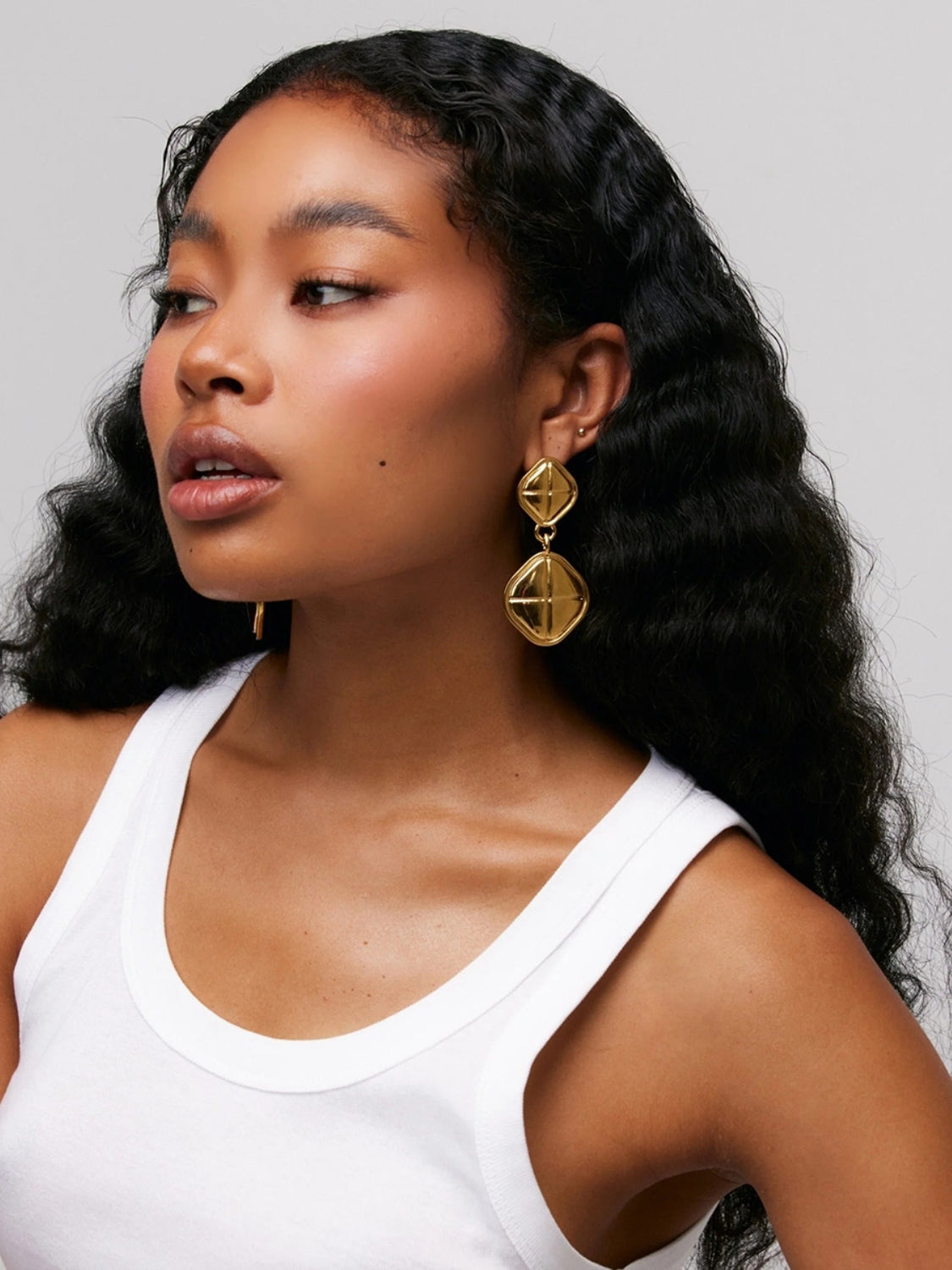 Stainless Steel 18K Gold-Plated Square Earrings