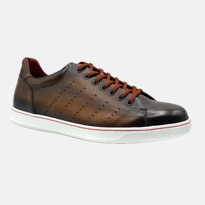 Russo Burnished Italian Calfskin Sneaker | Brown