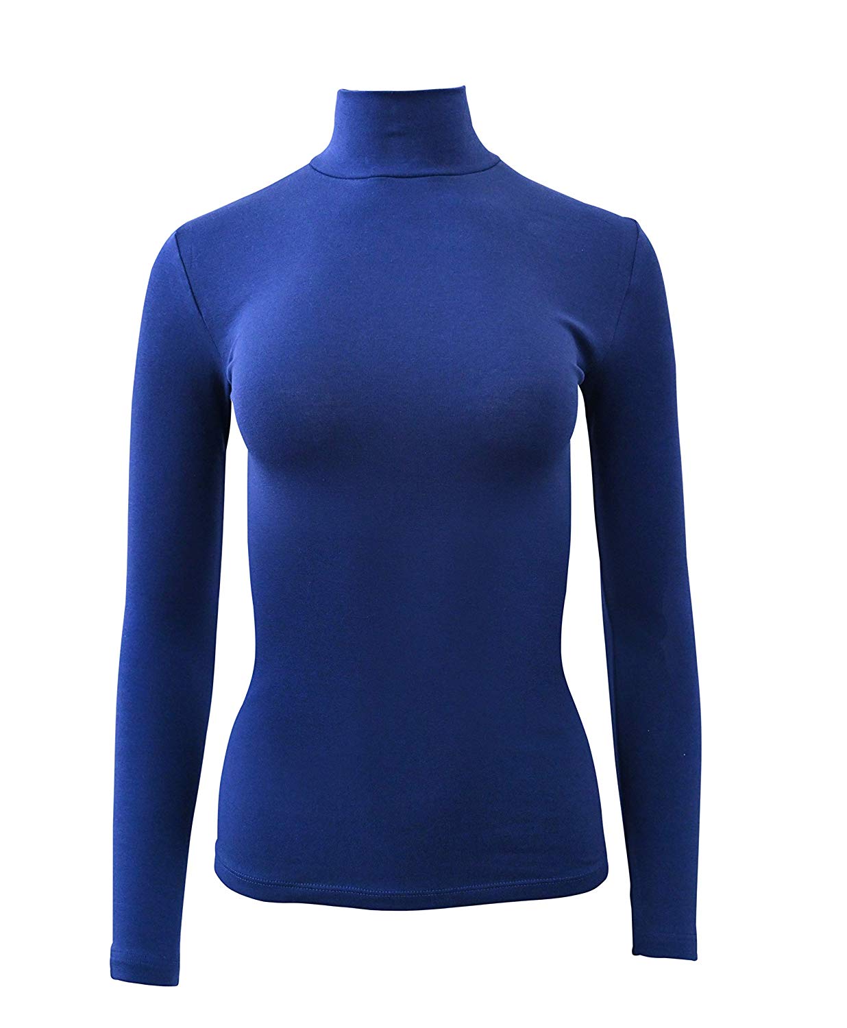 BASIC COTTON Free Spirit Premium Cotton Women's Turtleneck Long-Sleeved T-Shirt