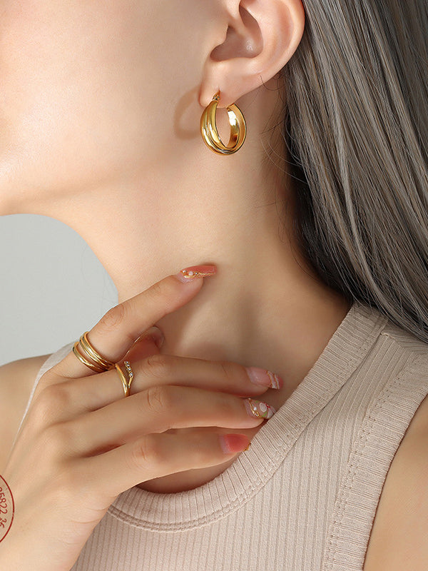 Gold-Plated Titanium Steel Huggie Earrings