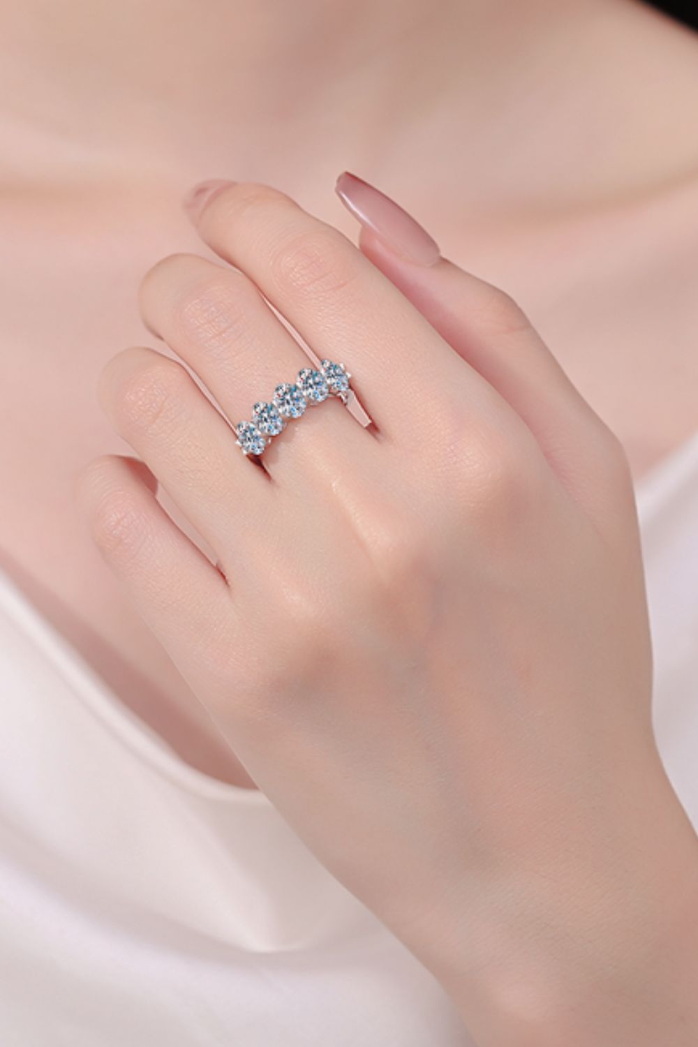 Row 2.5 Ct Moissanite Silver Ring