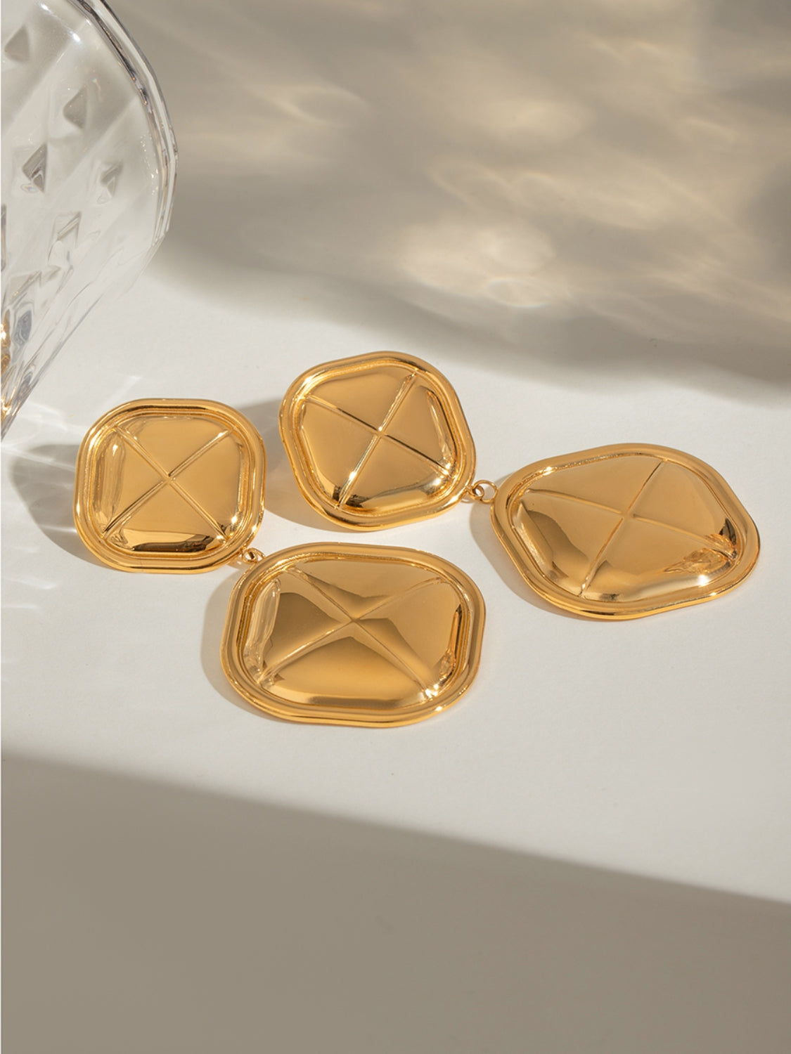 Stainless Steel 18K Gold-Plated Square Earrings