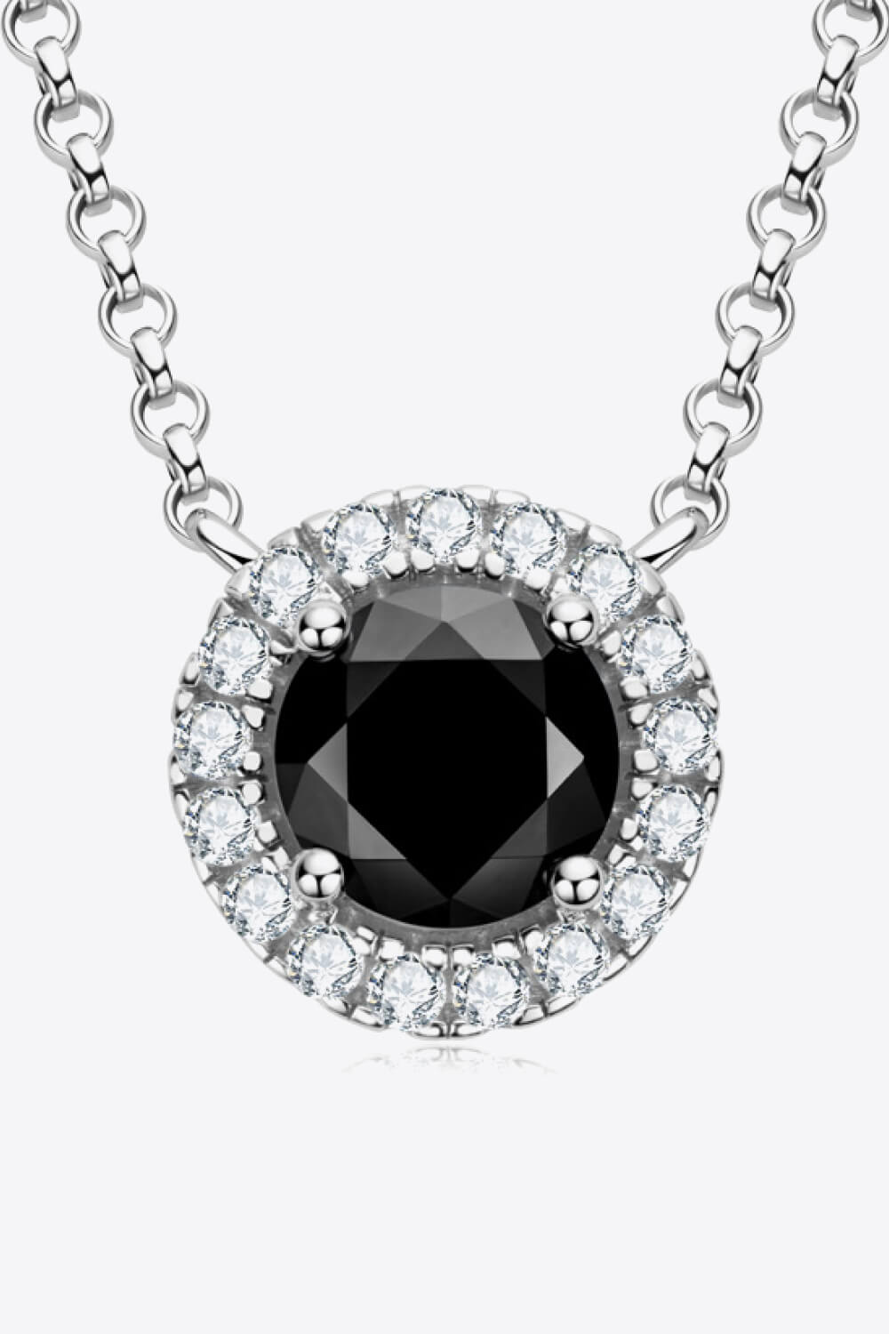Black 1 Ct Moissanite Round Pendant Necklace