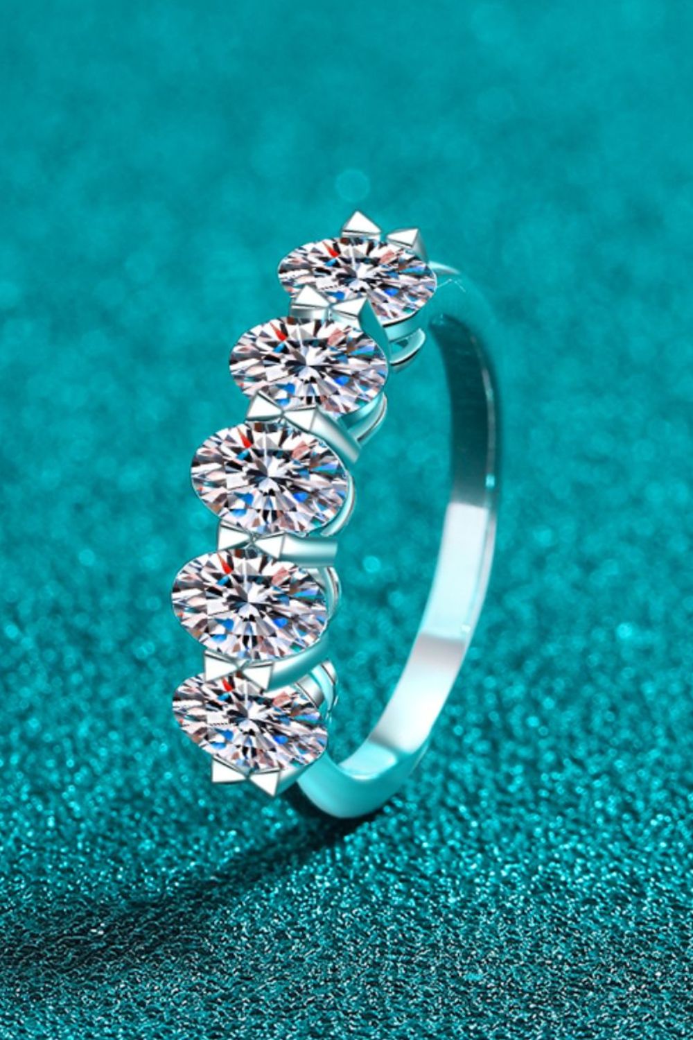 Row 2.5 Ct Moissanite Silver Ring