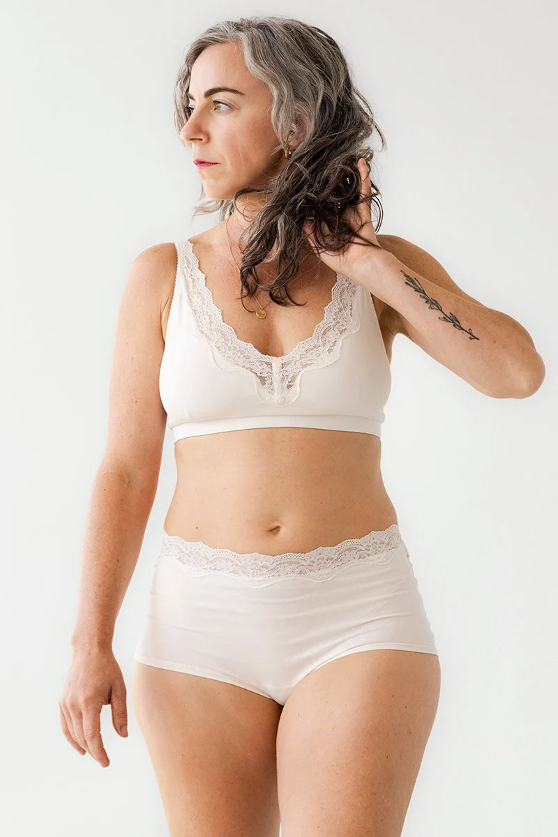 Salua Cotton Bralette with Lace Edge