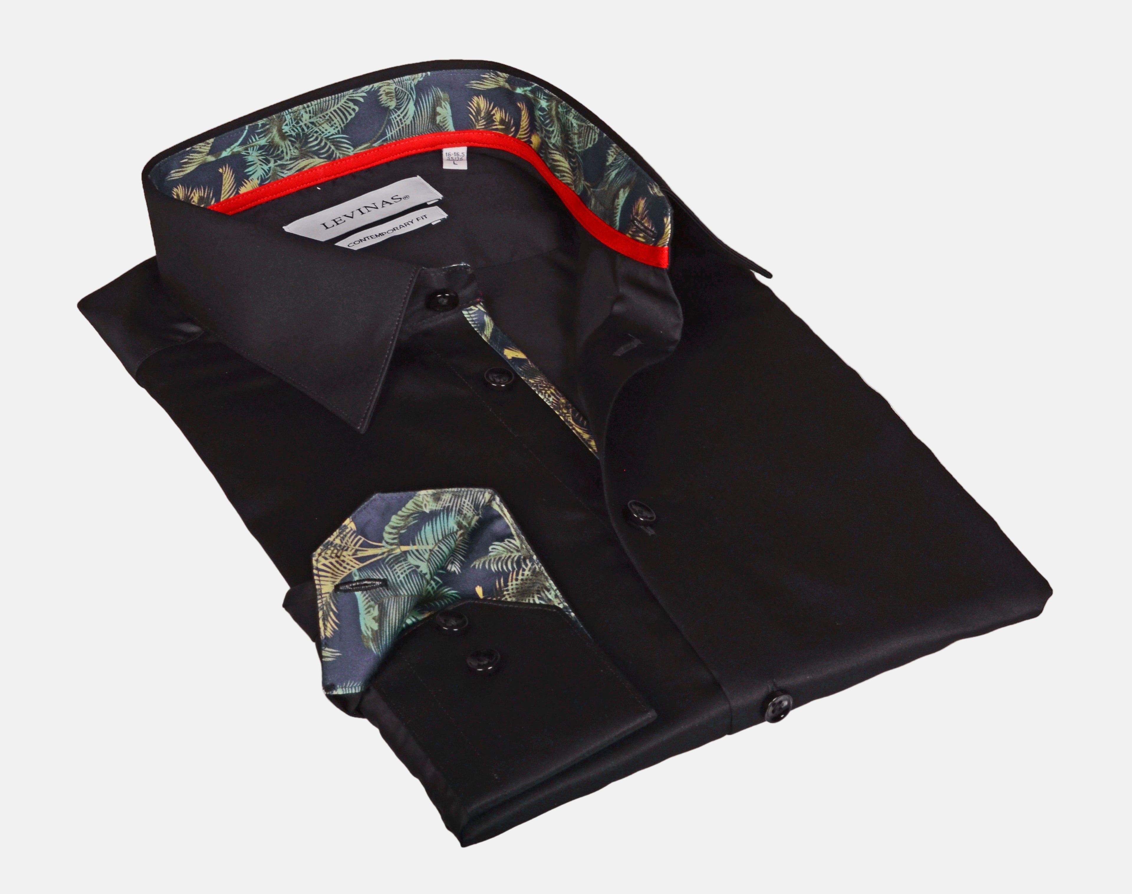 Go-To Button-Up Shirt with Contrast Details Black | Contemporary Fit (Regular)