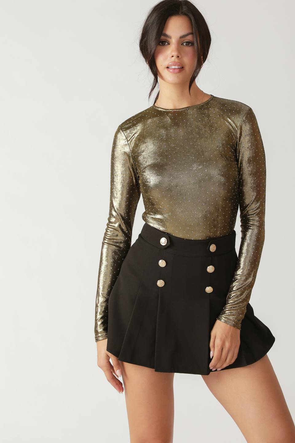 Let's Ride Embellished Bodysuit Gold