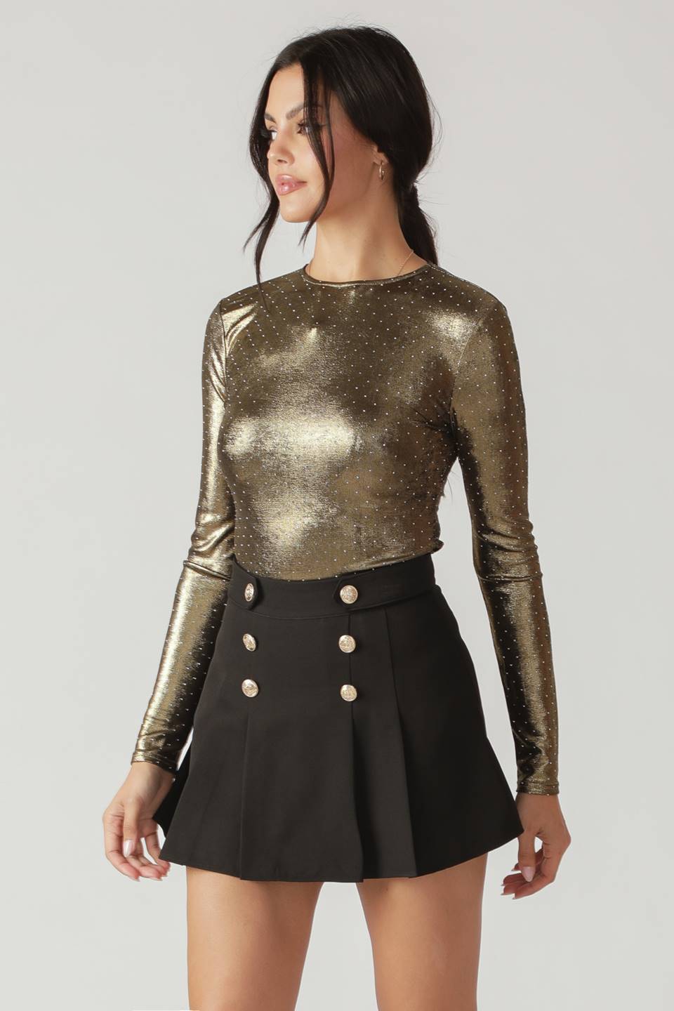 Let's Ride Embellished Bodysuit Gold
