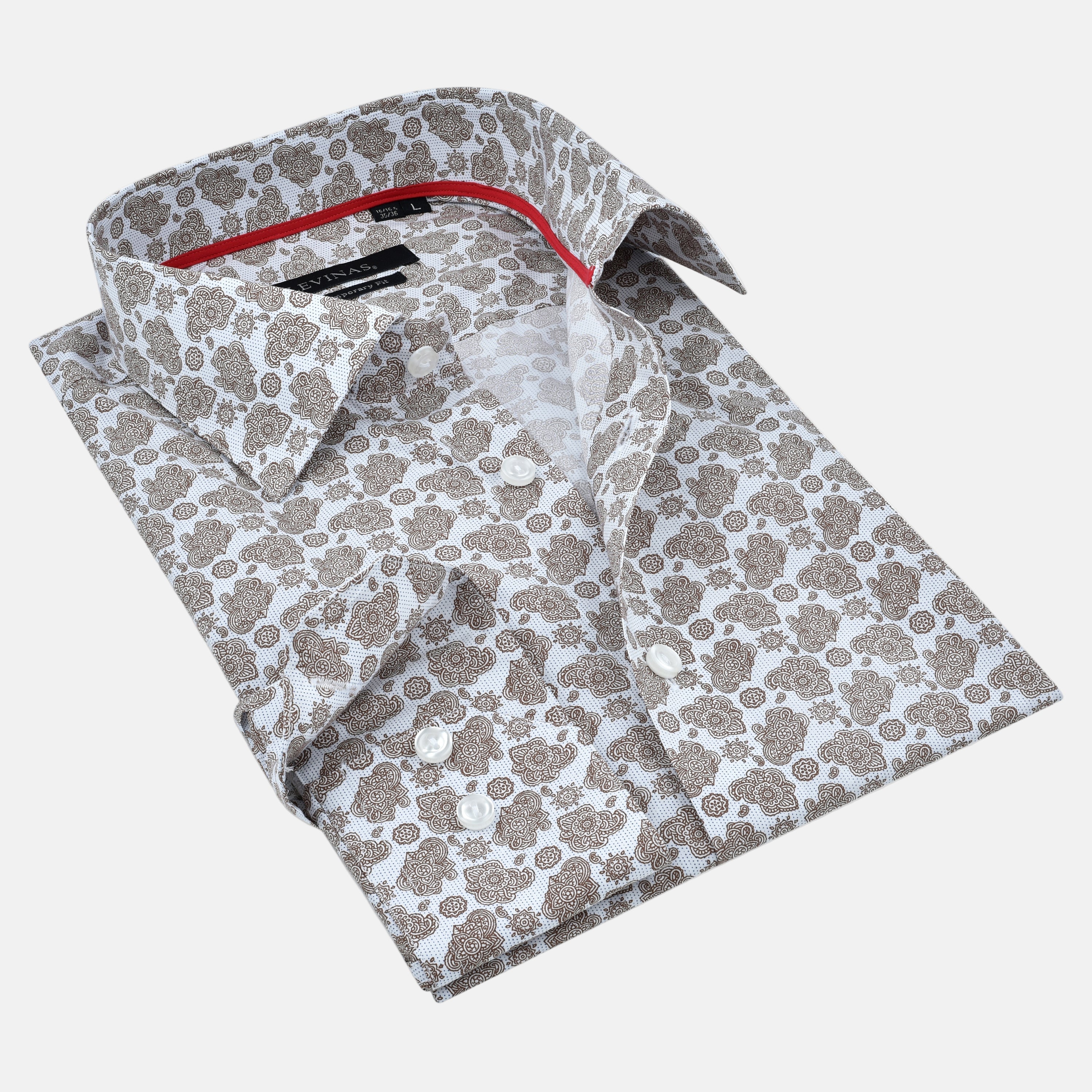 Light Brown Paisley Shirt | Contemporary Fit