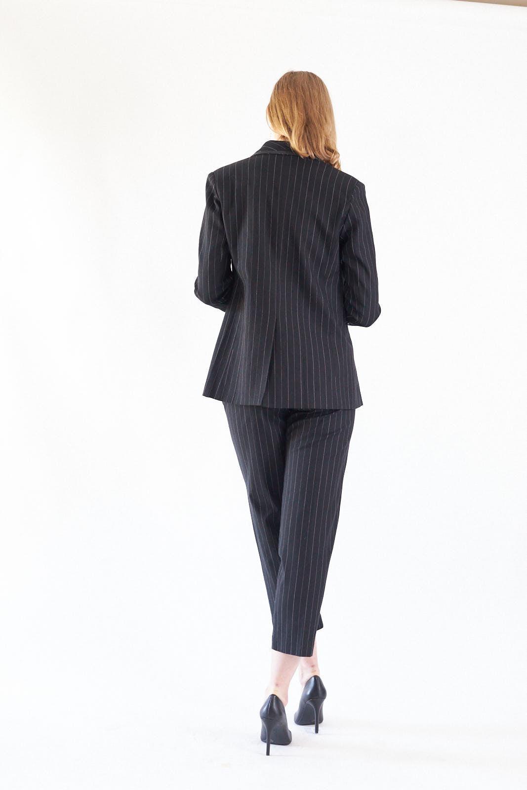 Black Pinstripes Suit Blazer
