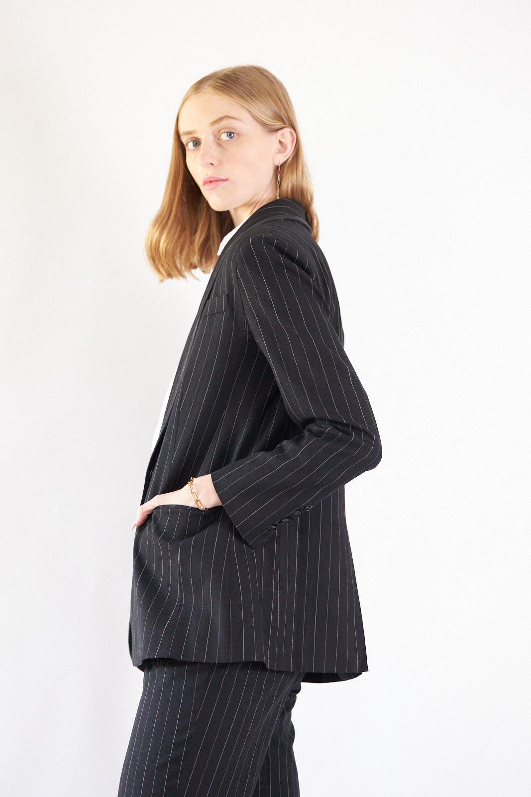 Black Pinstripes Suit Blazer