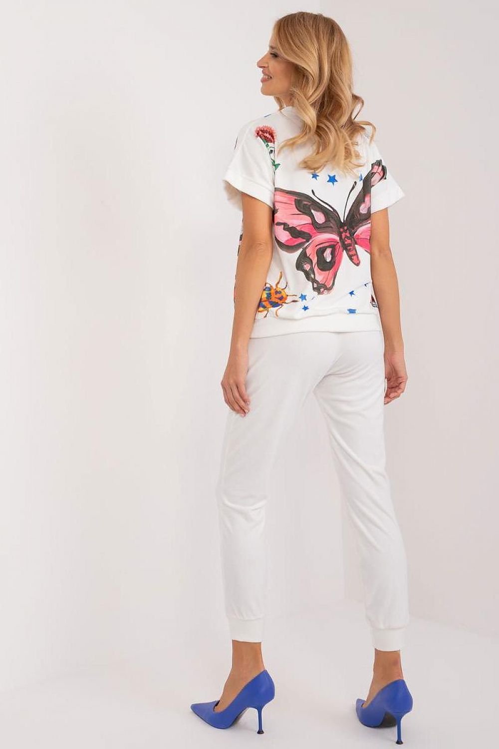 Butterfly Off White Velour Top & Pants Set