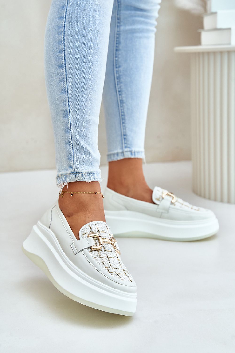 Buckle Decor Platform Moccasin