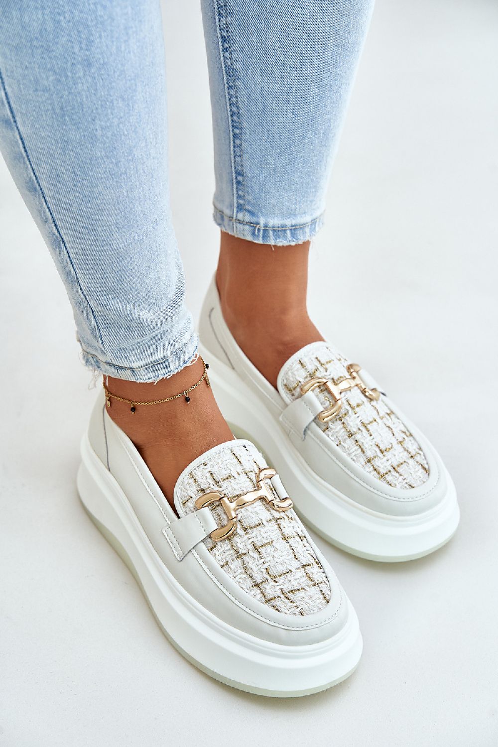 Buckle Decor Platform Moccasin