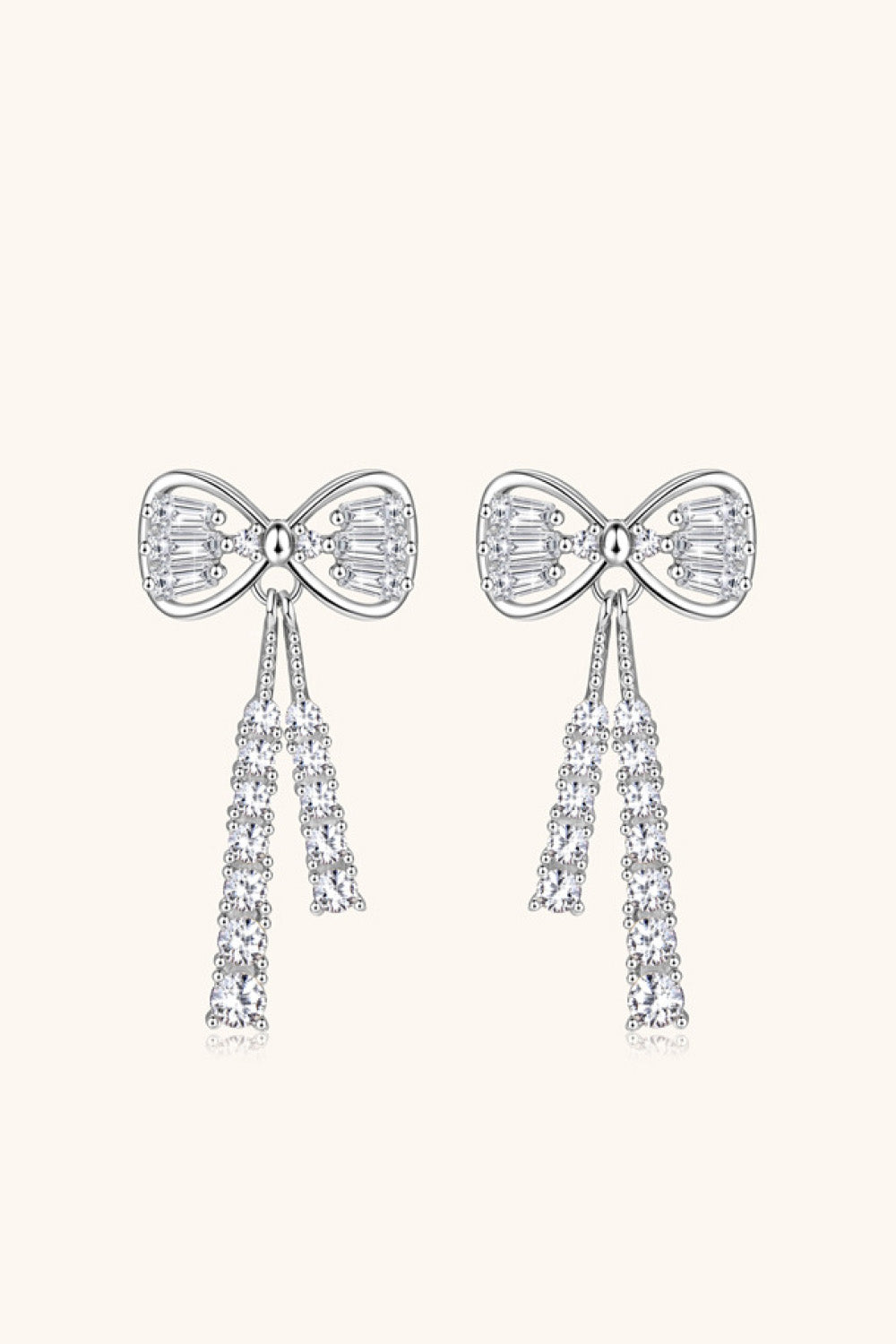 Bow Tie Moissanite Silver Earrings