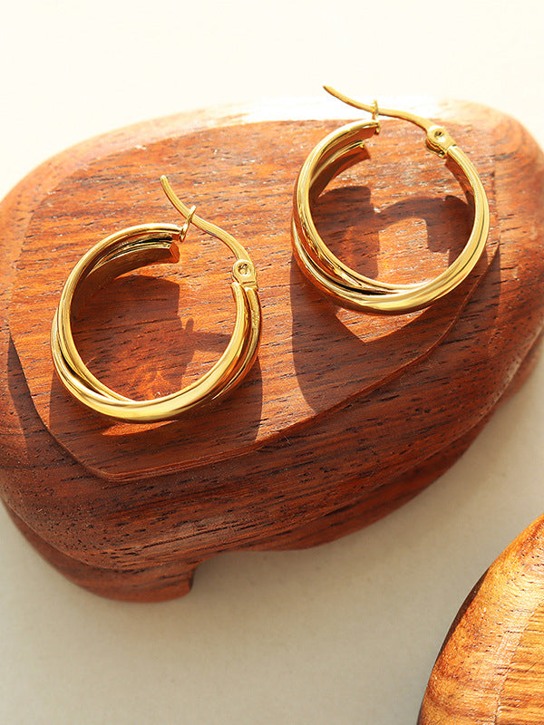 Gold-Plated Titanium Steel Huggie Earrings
