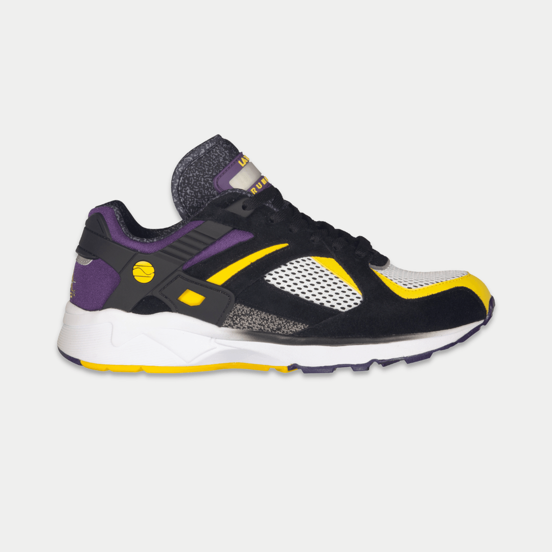 LA Gear Men's Catapult Low Top Sneaker Black/Purple/Yellow