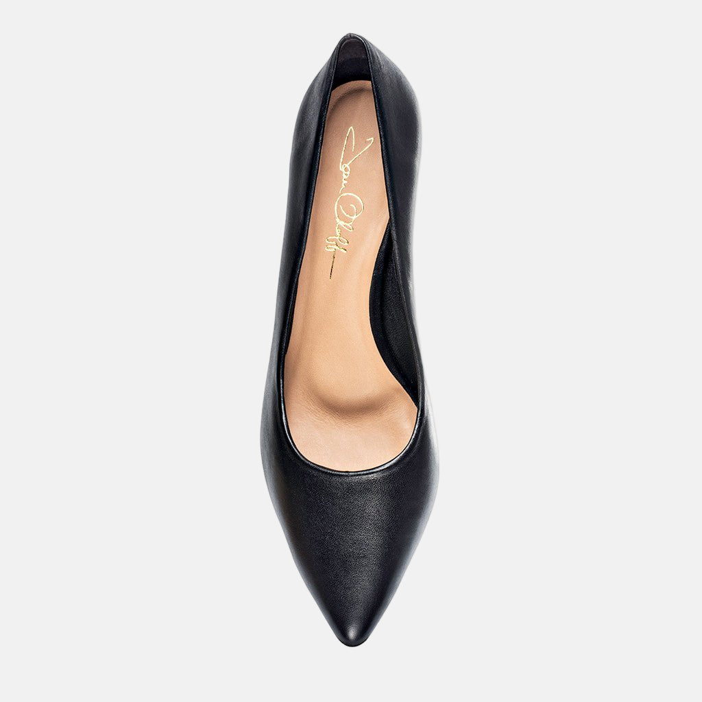 Callie Black Lux Nappa Mid Heel Pumps