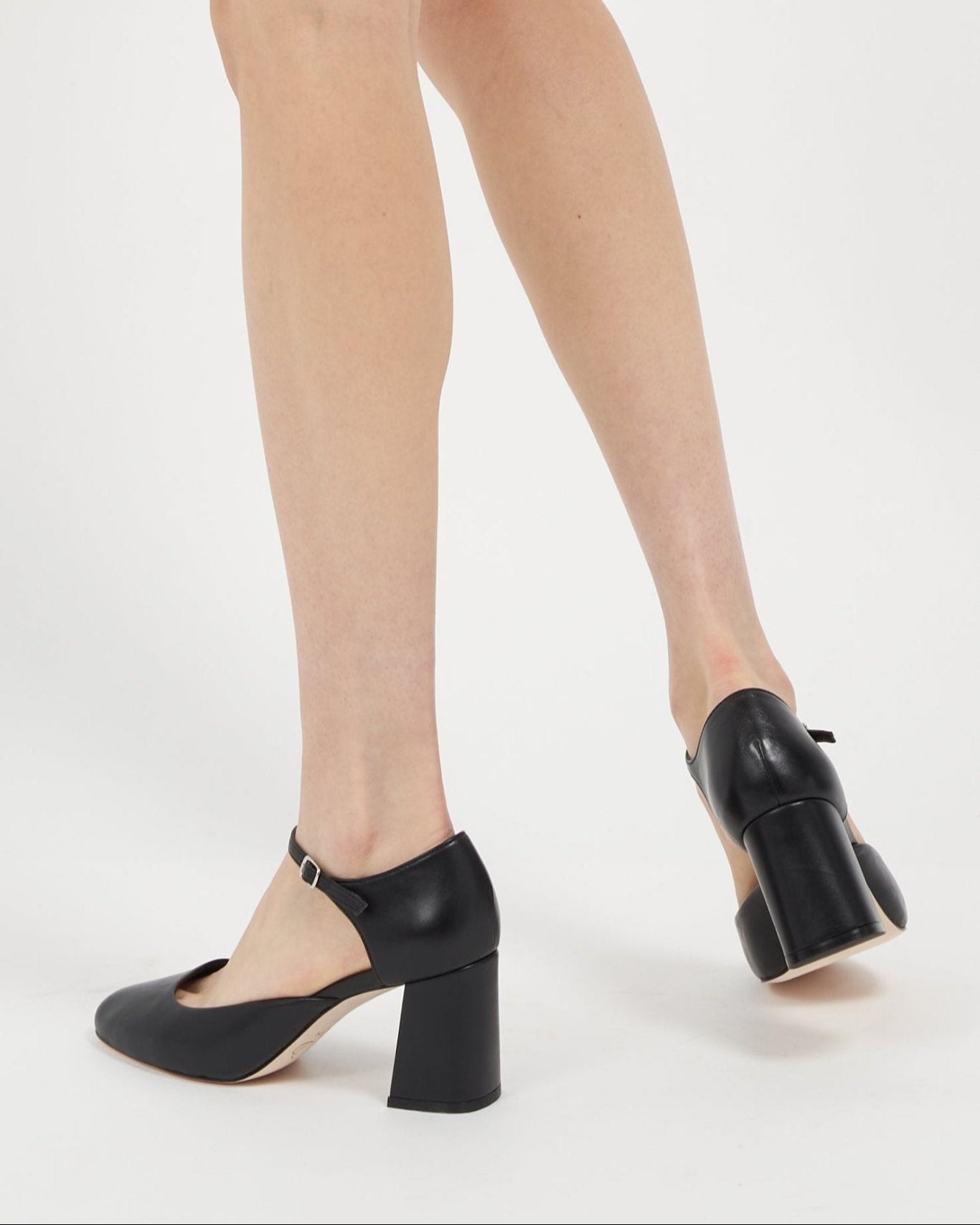 Sally Black Mestico Luxury Nappa Block Heel Sandal