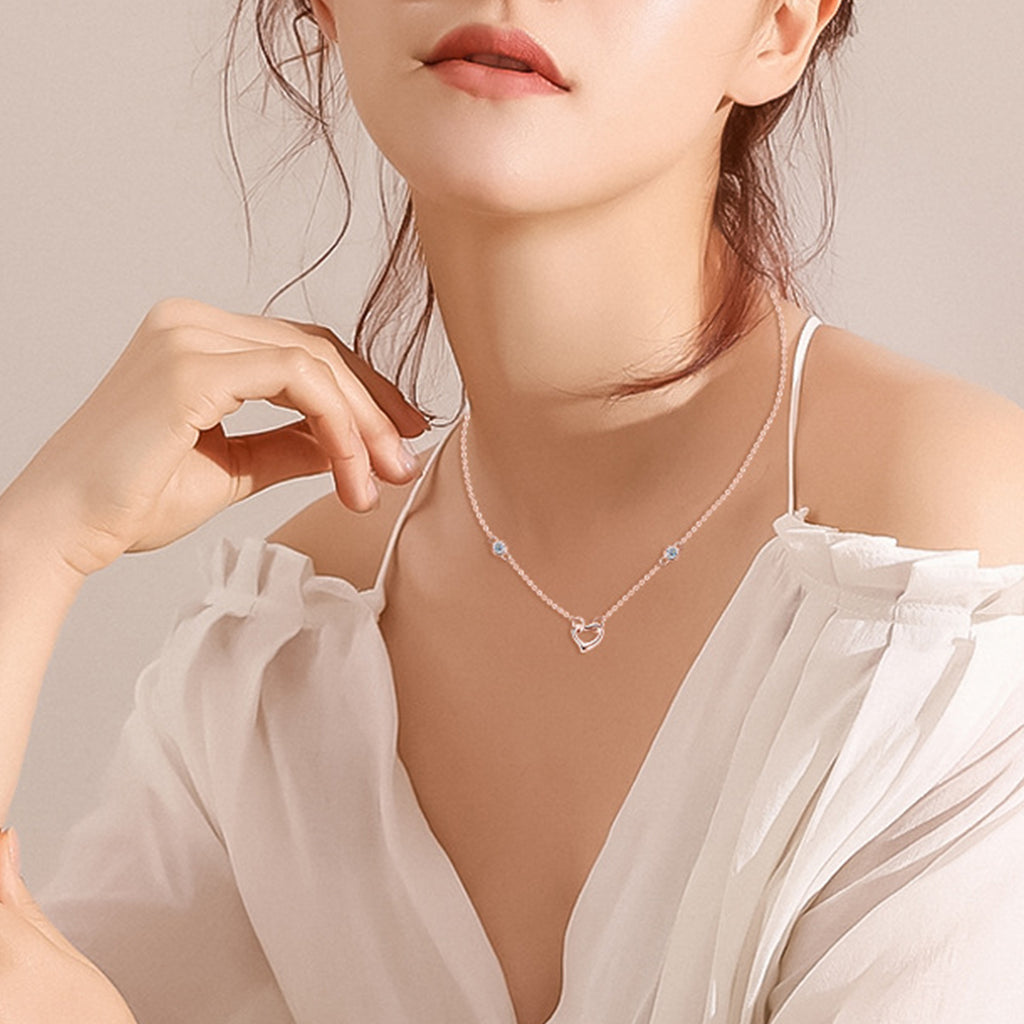 Silver Heart Moissanite Pendant Necklace