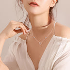 Silver Heart Moissanite Pendant Necklace