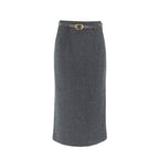 Straight Wool Skirt with Belt
