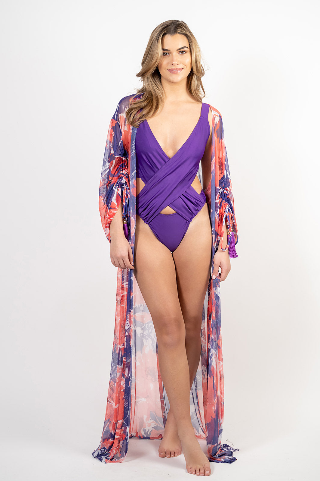 Rouched Sleeves Coverup