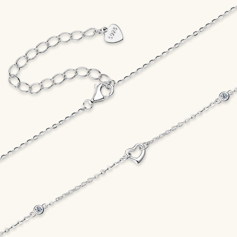 Silver Heart Moissanite Pendant Necklace