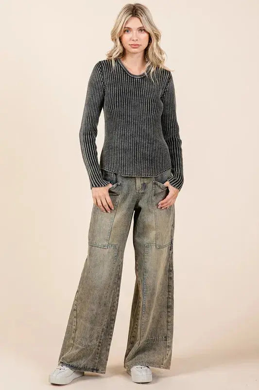 Women's Washed Wide Leg Jeans | Mud Denim