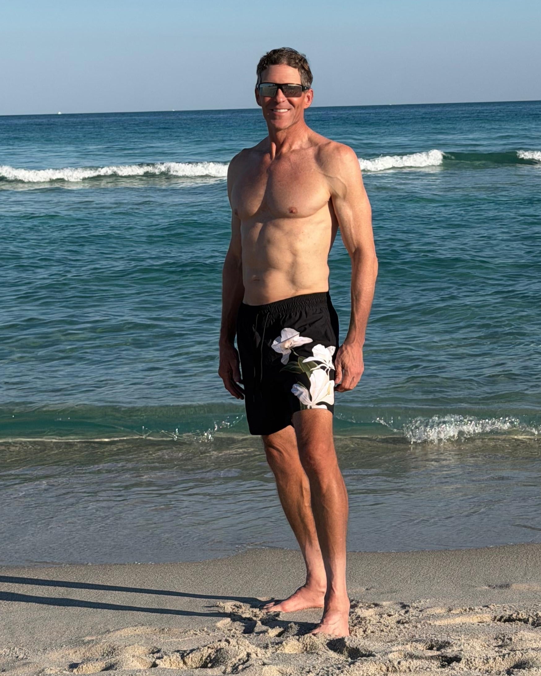 Black Floral Swim Trunk