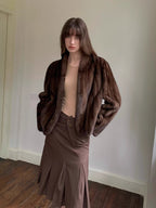 Behind The Vintage Mink Stand Collar Short Fur Coat