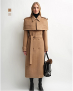 Alpaca Wool Coat with Detachable Cape ‘Elegant Silhouette’