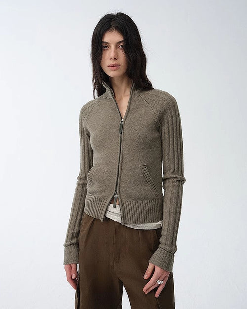 'Senna Melody' Zipper Knitted Cardigan