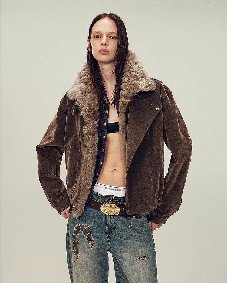 Firelady Fur Women's Genuine Fur Denim Parka | Detachable Fur Collar & White Goose Down Fill ‘Wander Free’