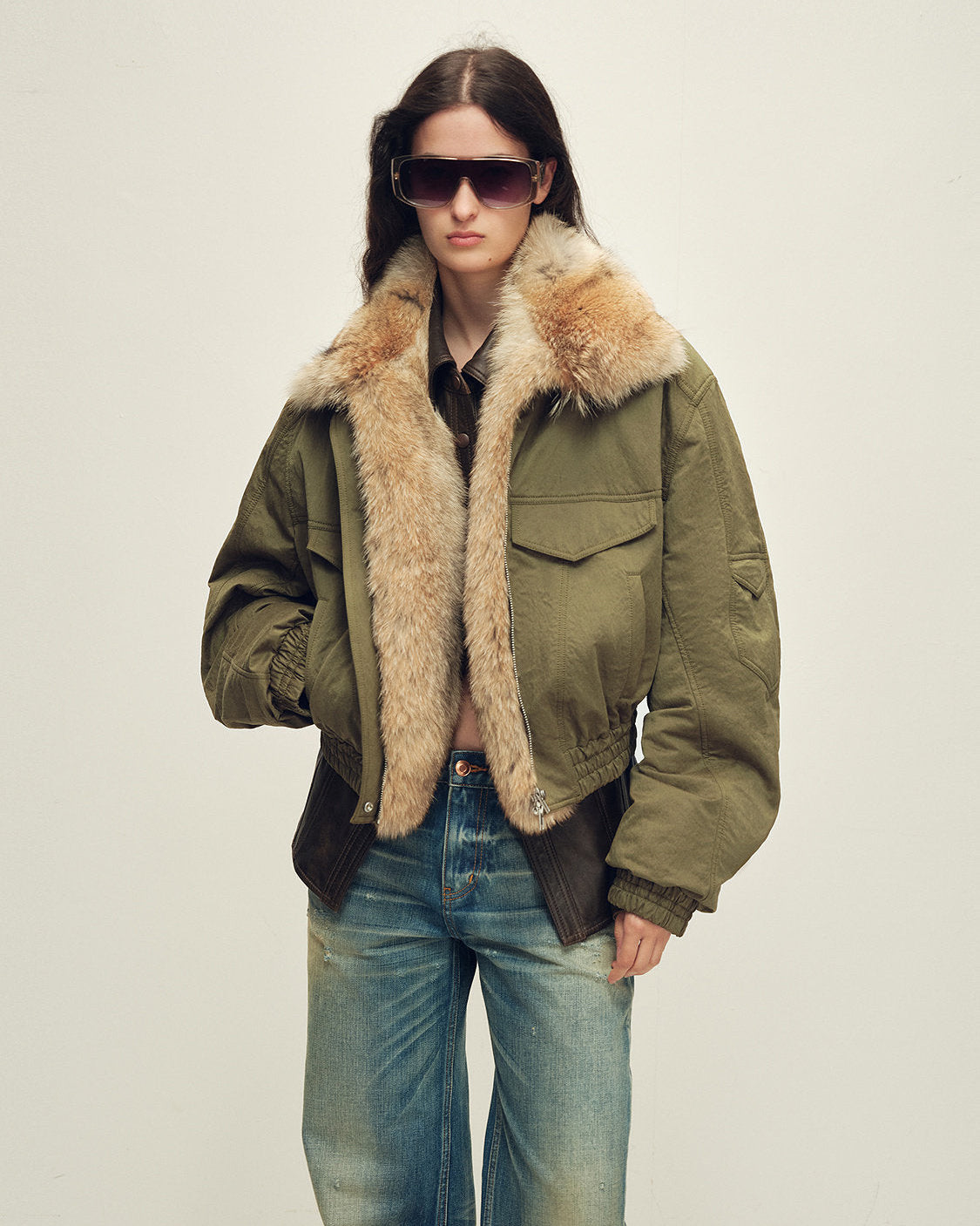 Multicolor Fur Collar Parka | Pilot Jacket Style ‘Serene Heat Island’