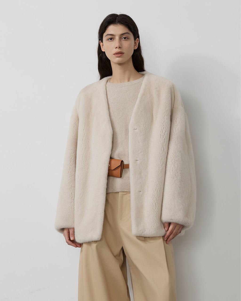 Swiss Snow Mink Velvet Fur Coat