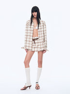 Vintage Linen Shirt & Mini Skirt Two-Piece Spring 'Plaid Sketch'