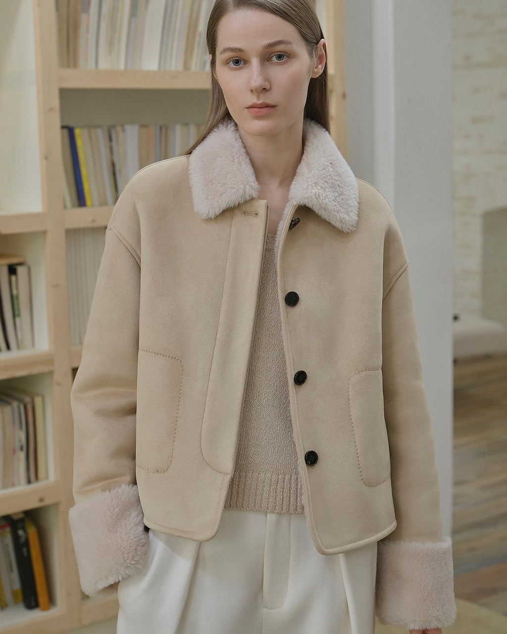 Fireladyfur Faux Leather Shearling Jacket