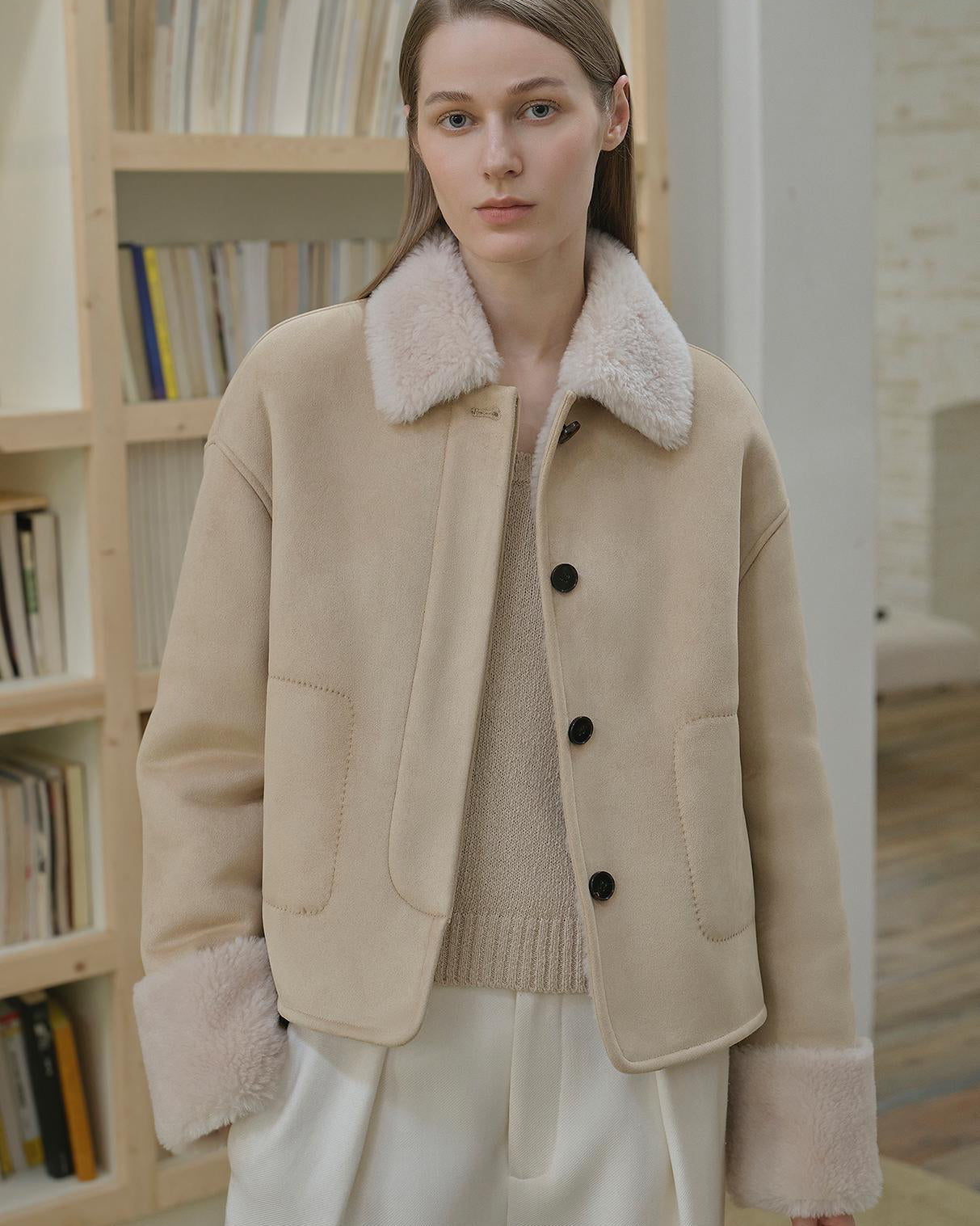 Fireladyfur Faux Leather Shearling Jacket