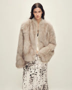 Firelady Fur Women‘s Short Fox Fur Coat | SagaFurs Crown-Grade Ombré Dyed Collar 'Chic Sister'