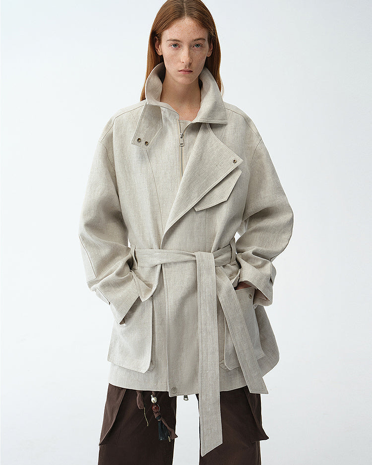 Relaxed Lace-Up Mid-Length Spring Trench Coat ‘Flynn Magazine’