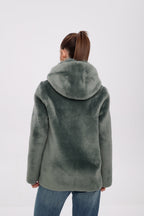 Reversible Hooded Wool Blend Jacket
