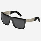 Giving Sunglasses in Polished Black and Brushed Aluminum | Grey Lens