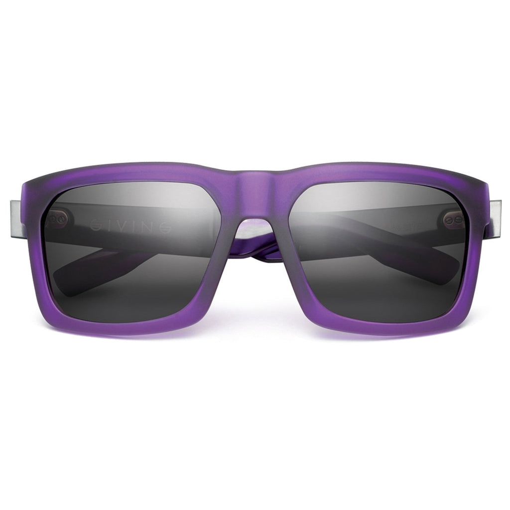 Giving Sunglasses in Polished Black and Brushed Aluminum | Grey Lens