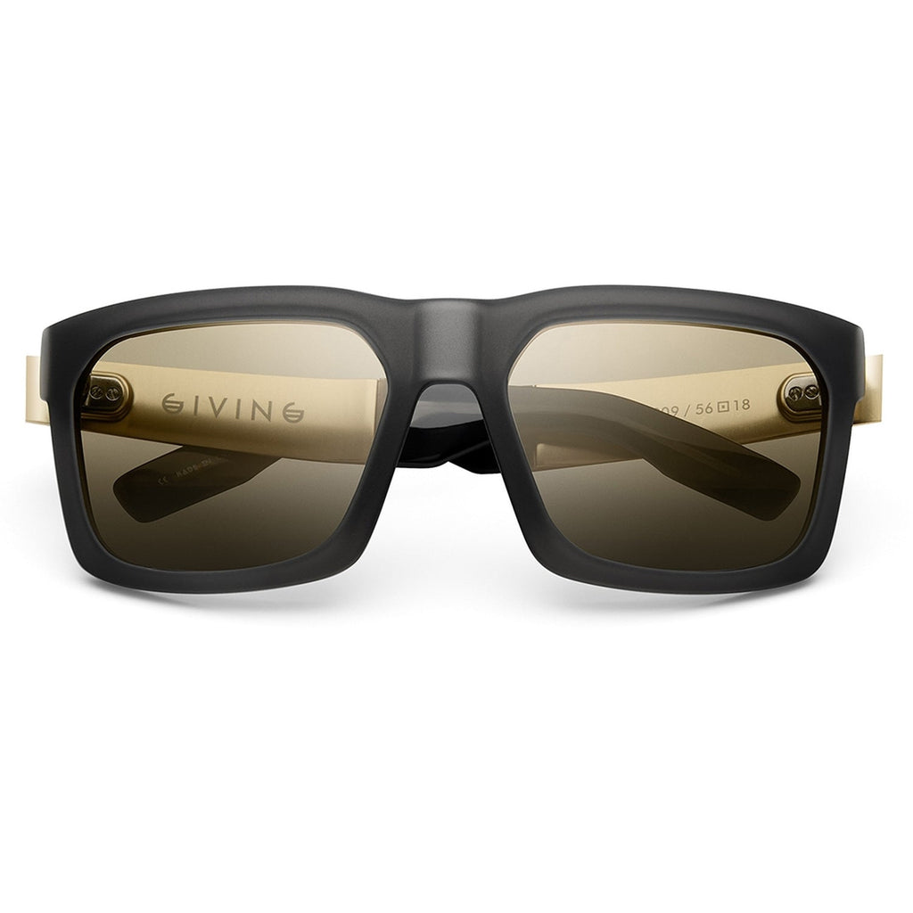 Giving Sunglasses in Polished Black and Brushed Aluminum | Grey Lens